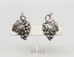 Vintage Signed Napier Book Piece Grapes Runway Statement Couture Clip Earrings