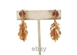 Vintage Signed Napier Faux-Topaz Feather Drop Runway Statement Clip Earrings