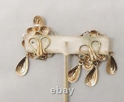 Vintage Signed Napier Goldtone Drops Runway Statement Couture Clip Earrings
