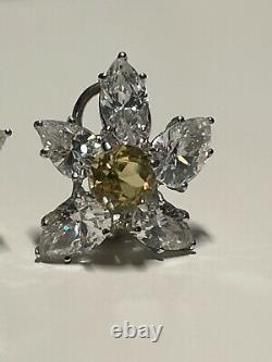 Vintage Sterling Silver Countess Madeleine Collection Flower Clip on Earrings