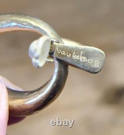 Vintage Steve Vaubel 18K Yellow Gold Plated Door Knocker Clip Earrings, Signed