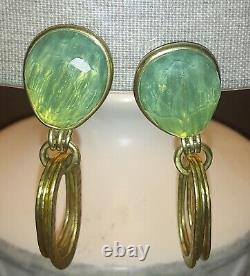 Vintage Steve Vaubel Clip On Earrings Green