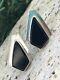 Vintage Taxco Mexico Sterling Silver Onyx Clip-On Earrings