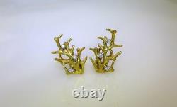 Vintage Tiffany & Co 18kt Italy Yellow Gold And Diamond Branch Clip On Earrings