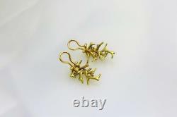 Vintage Tiffany & Co 18kt Italy Yellow Gold And Diamond Branch Clip On Earrings