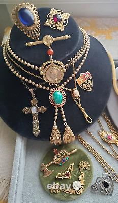 Vintage Victorian Etruscan Revival Costume Great Wearable Jewelry Lot