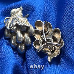 Vintage WINGBACK (like clip on) RETRO 0.925 Sterling Silver 1 3/8 earrings