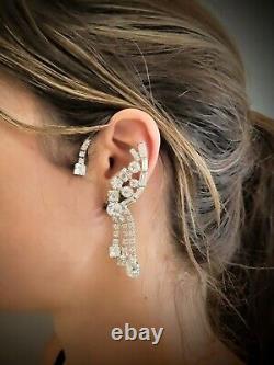 Vintage Wedding Jewelry Rhinestone Bling Dangle Clip On Earrings Cuff Wrap
