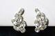 Vintage Weiss Clear Marquise Rhinestone Clip On Earrings Signed