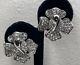 Vintage West German Knoll & Pregizer Sterling Silver Paste Rose Clip On Earrings