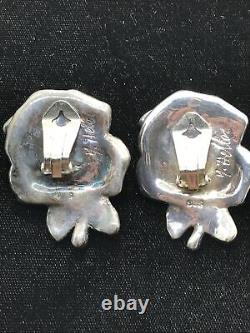 Vintage YAACOV HELLER 925 Silver & Gold Rose & Stem Design Clip-on Earrings