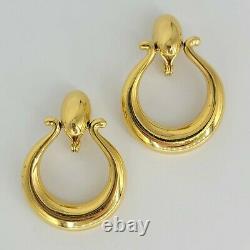 Vintage YSL YVES SAINT LAURENT Gold Tone Clip-on Earrings 1970s 1980s AUTHENTIC