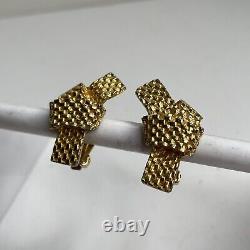 Vintage YSL Yves Saint Laurent Gold Tone Chunky Clip On Earrings Knot 80s 70s