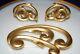 Vintage Ysl Yves St Laurent Couture Pin Clip Earrings Set Scroll Gold Satin Tone