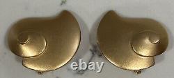Vintage Yves Saint Laurent Gold Tone Clip On Earrings YSL Marked