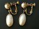 Vintage jewellery signed Miriam Haskell baroque drop pearl clip on earrings
