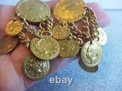 Vintage lady Cameo Coin Clip Back Earrings drop dangle Estate 3 inch
