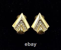 Vintage signed Christian Dior gold tone clip on earrings with Rhinestones