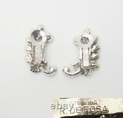 Vintage sterling silver faux pearls crystals clip on earrings by Ralph De Rosa