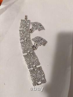 Vntg Emmons Clip Earrings &Bracelet 7 Open Filigree Silver Couture 1.5x 1