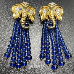 Vtg Elizabeth Taylor Avon Elephant Earrings Rare Designer Signed Runway Jewelry