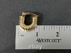 Vtg Givenchy Clip Earrings Large Gold Ribbed Half Hoop Huggie