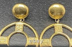 Vtg Givenchy Logo 2.5 Knocker Clip On Earrings Dangle Hoop Designer Jewelry