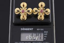 Vtg Greek Ilias Lalaounis Greece 18k 750 Yellow Gold Ruby Diamonds Clip Earrings