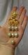 Vtg Haute Couture Runway Long Brioles Tear Drop Pearls Knotted Clip On Earrings