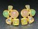 Vtg Joan Rivers Frosted Lucite Gripoix Moghul Clip On Earrings Multi Color Rare