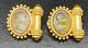 Vtg Linda Levinson Glass Cameo Clip On Earrings Etruscan Matte Costume Jewelry