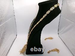 Vtg Monet Statement Necklace & Clip Earrings Paisley Series Gold Tone 24 1973