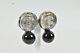Vtg Rebecca Collins Sterling 925 Etched Crystal Quartz Onyx Clip Earrings