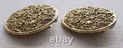 YSL Caviar Earrings Runway Gold Tone Vintage Button Yves St Laurent 1.25 CLIP