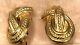 YSL Vintage Gold tone Clip On earrings Ribbon Knot Rare Authentic