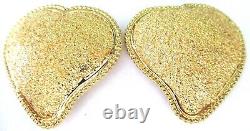 YSL YVES SAINT LAURENT Oversized Golden Heart Vintage Clip Earrings