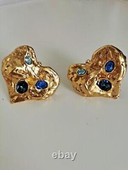 Yves Saint Laurent Vintage Earrings YSL Gold Metal 80s France