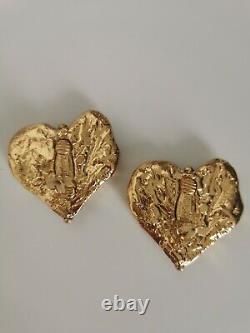 Yves Saint Laurent Vintage Earrings YSL Gold Metal 80s France